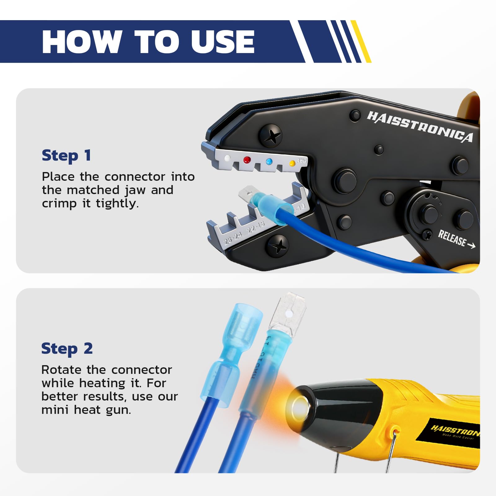 ワイヤーコネクタセット AWG 22-10 330/380個 9インチ圧着工具とオーガナイザー付き