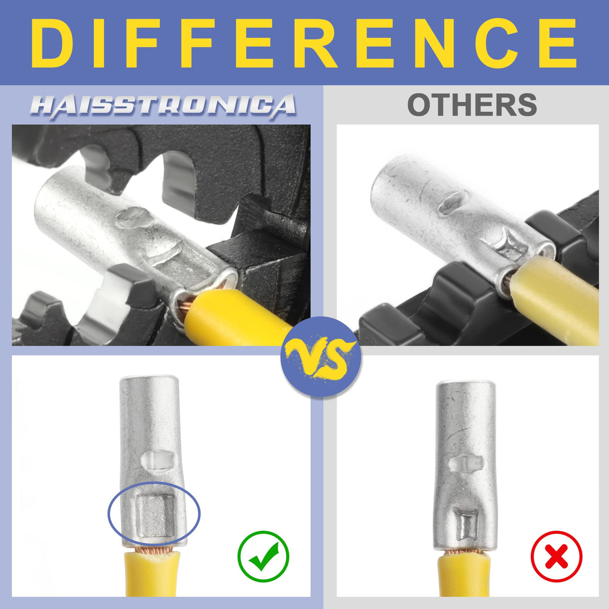 haisstronica Crimping Tool for Non-Insulated Terminal,AWG 26-10 Ratchet Wire Crimper Tool,Wire Terminal Crimper HS-2MA