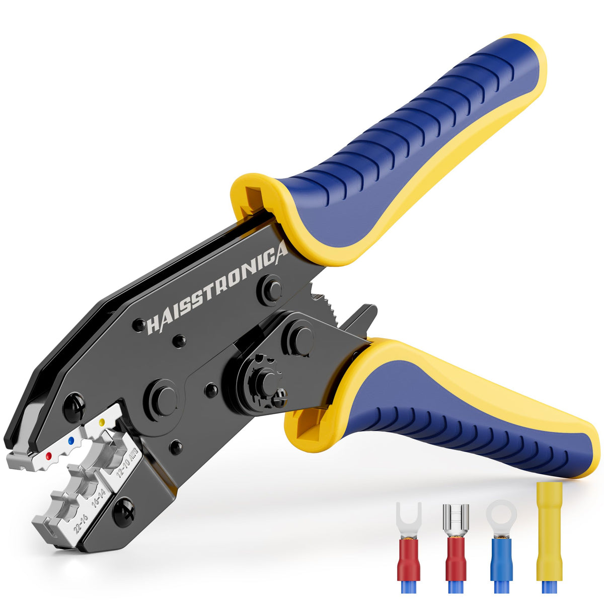 haisstronica Crimping Tool for Insulated Electrical Wire Connectors-AWG 22-10 Ratchet Crimper Tools-Racheting Wire Crimping Tools-Available for Insulated Connectors and Wire Terminal HS-9327