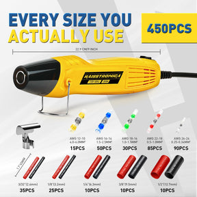 Organizer Box All in One Set - Heat Gun with Solder Seal Wire Connectors, 3:1 Heat Shrink Tubing