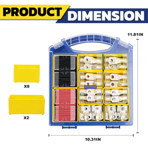 Haisstronica Lot de 10 cosses de câble de batterie 1/4" (M6) AWG, cosses en fil de cuivre robustes avec 10 gaines thermorétractables adhésives 3:1, cosses de fil de calibre 1/4, connecteur de borne de batterie, embouts de câble de batterie