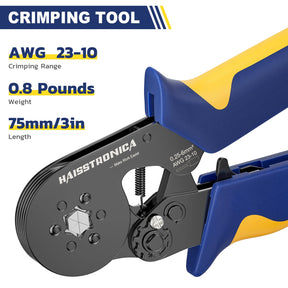 haisstronica Wire Ferrule Crimping Tool, AWG 23-10 Self-adjusting Hexagonal Crimper, Ratchat Ferrule Terminals Plier for Wire Terminals Cables End-sleeves