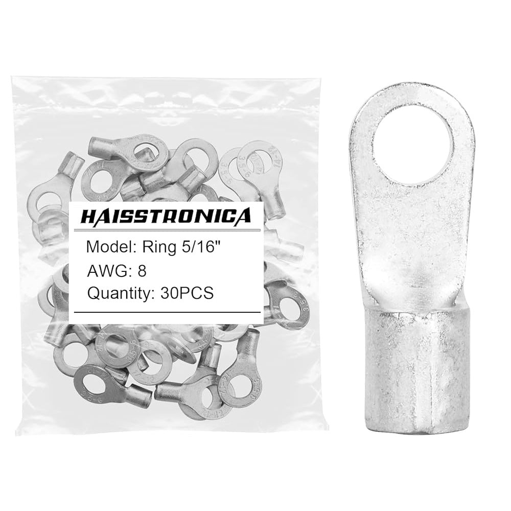 Non-Insulated Copper Wire Connectors 50PCS/100PCS AWG 22-10 #8 #10 1/4" 5/16" 3/8" - Ring Terminals