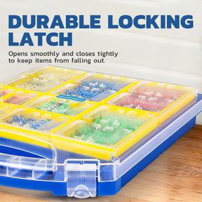 Locking latch on connector organizer case, keeping solder seal pieces secure and ready for next solderstick project