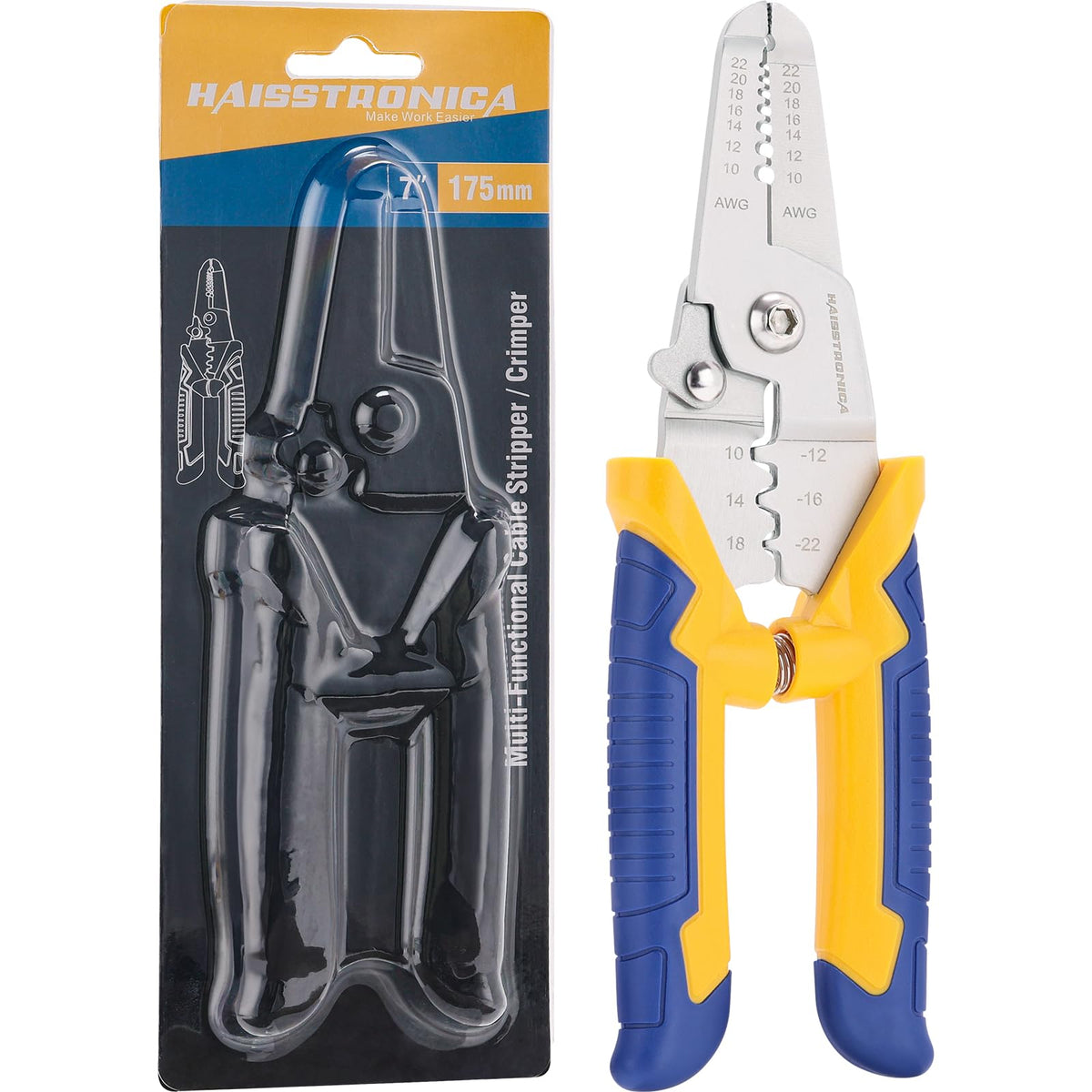 haisstronica Wire stripper Tool, AWG 22-10 Wire Stripper and Crimping Tool, Wire Cutters Electrical, Ideal for Cable Stripping