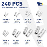 Comprehensive 300-piece metal lug set for professional automotive wiring, a complete non insulated terminal kit non insulated terminal kit