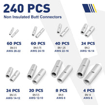 Comprehensive 300-piece metal lug set for professional automotive wiring, a complete non insulated terminal kit non insulated terminal kit