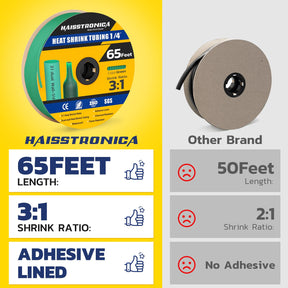 Gaine thermorétractable Haisstronica 3:1, rapport de rétraction 3/4 po, revêtement adhésif, qualité marine, pour la maison, l'automobile et l'industrie (bleu)