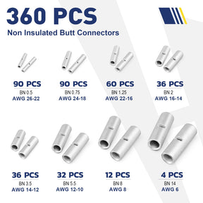 Non-Insulated Wire Terminals + Crimping Tool Kit