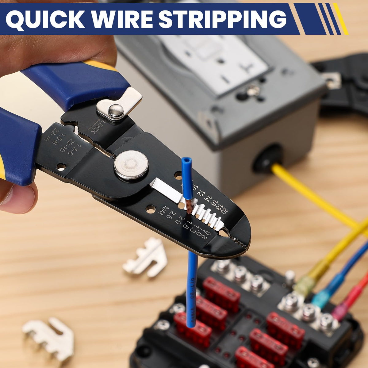 Coffret de 6 outils de sertissage Haisstronica : pince à sertir à cliquet avec dénudeur de fil, pour connecteurs électriques isolés, à corps ouvert, solaires, JST et Dupont, non isolés, cosses à virole.