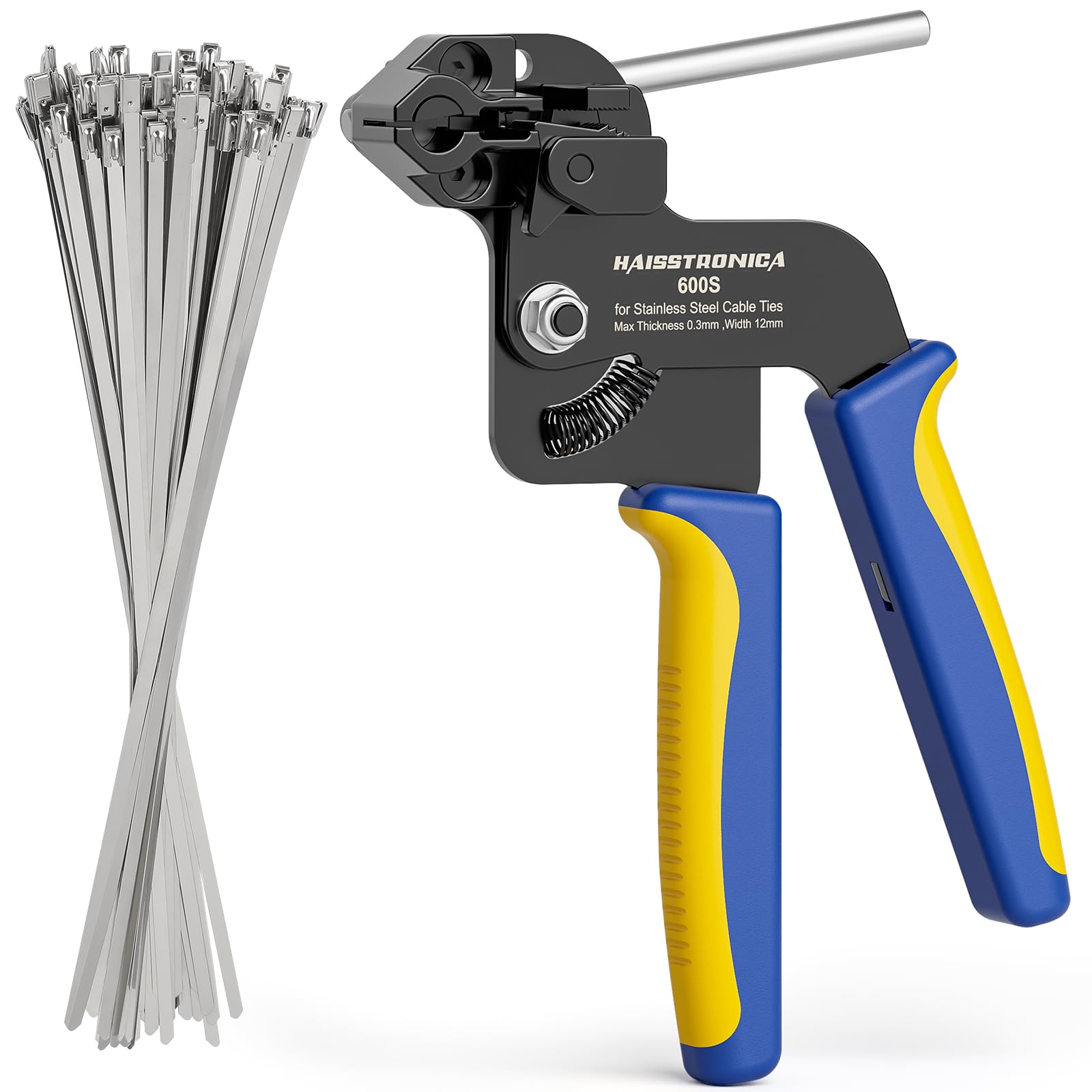 haisstronica Zip Tie Gun for Fastening and Cutting up to Metal Cable Ties,Cable Tie Tool with 100 PCS Stainless Steel Cable Ties