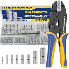 Non-Insulated Wire Terminals + Crimping Tool Kit