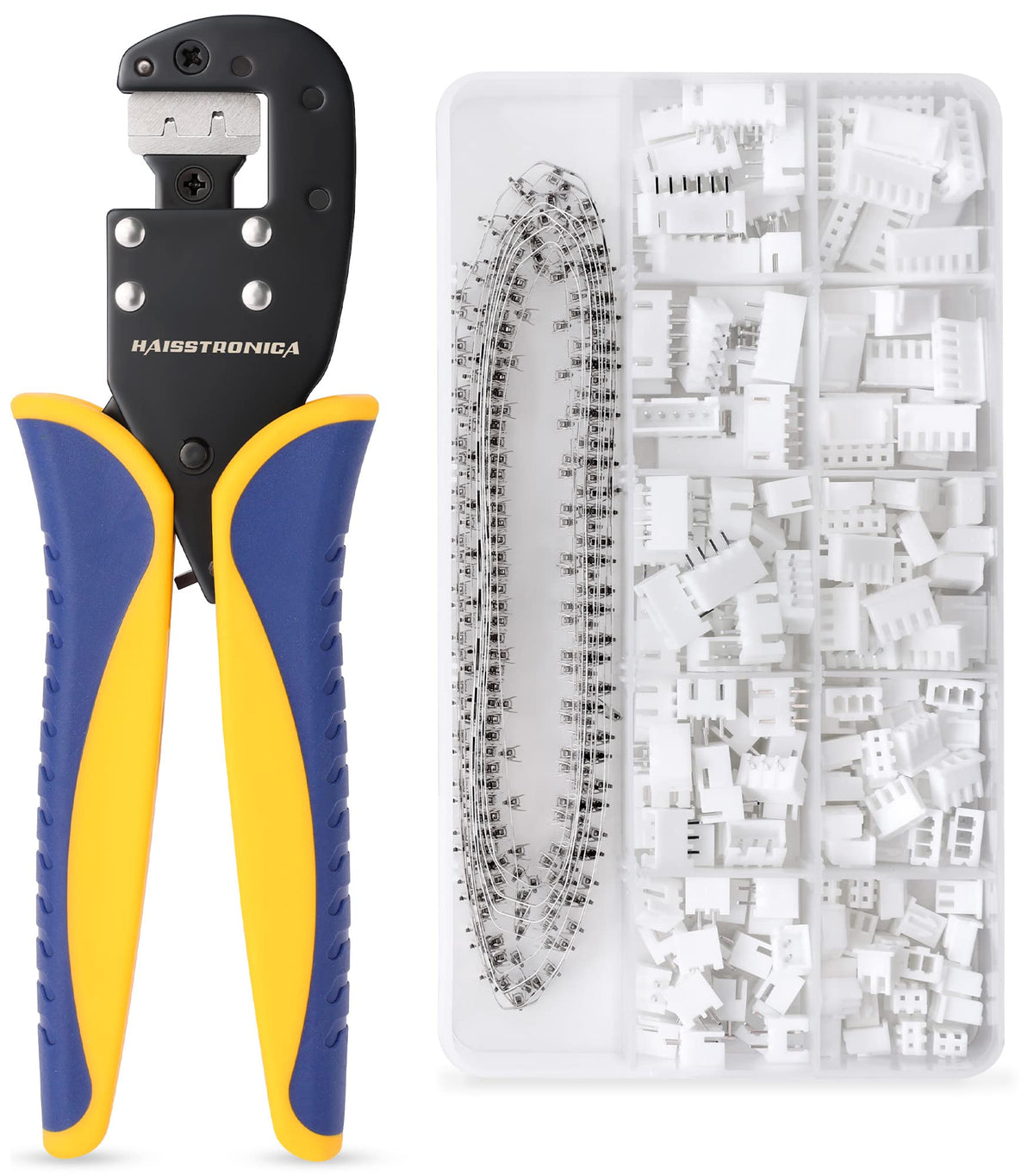 haisstronica Crimping Tool Set with 460pcs 2.54mm Dupont Connectors and Crimp Pins Kit.AWG28-24 Micro Ratcheting Crimper