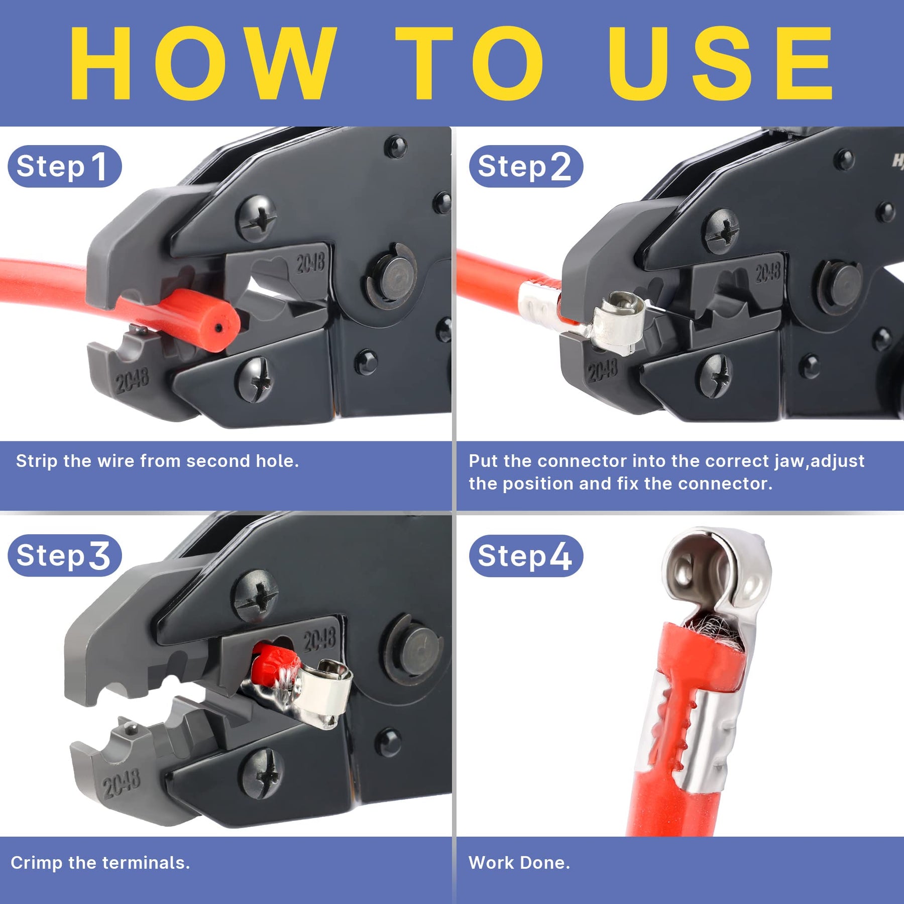 Haisstronica Crimping Tool for Spark Plug Ignition Wire,8.5mm Ratchet Wire Crimper Tool,HS-2048