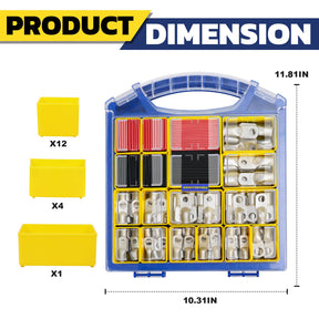Haisstronica Lot de 10 cosses de câble de batterie 1/4" (M6) AWG, cosses en fil de cuivre robustes avec 10 gaines thermorétractables adhésives 3:1, cosses de fil de calibre 1/4, connecteur de borne de batterie, embouts de câble de batterie