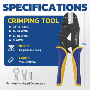 Non-Insulated Wire Terminals + Crimping Tool Kit