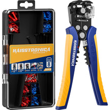 Haisstronica electrical connectors multi-tool set with 201PCS, featuring 5-step functions: aligning, adjusting, stripping, crimping, and cutting for professional wiring tasks.