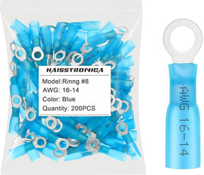 Heat Shrink Wire Connector AWG 22-10 #10, 1/4", 5/16", 3/8" 50PCS/100PCS/200PCS - Ring Terminals (Bagged)