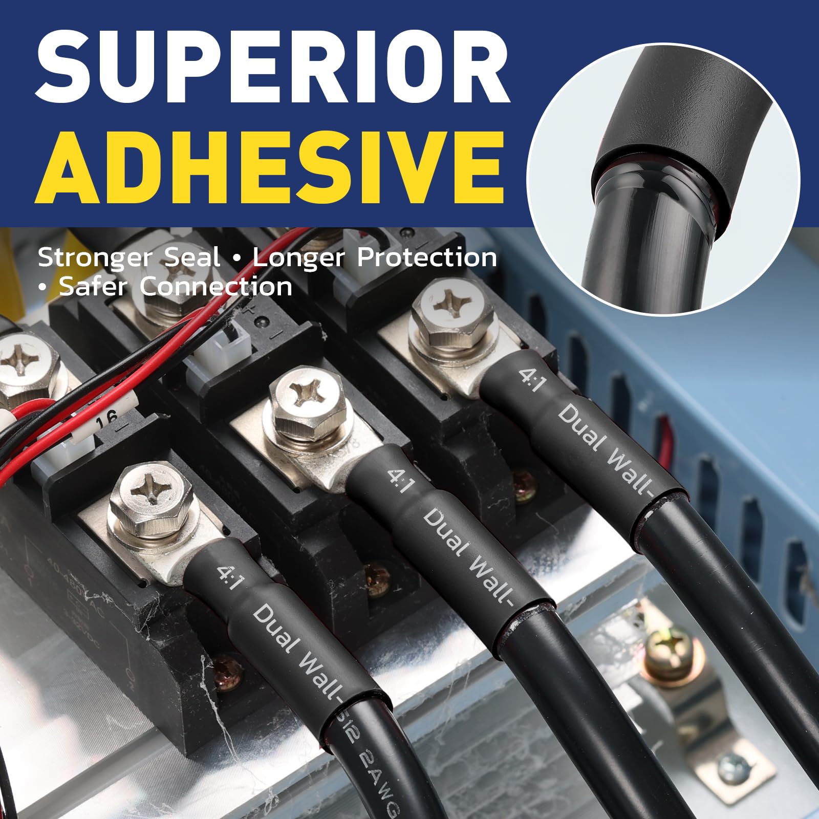 7Sizes 4:1 Heat Shrink Tubing Kit - Black