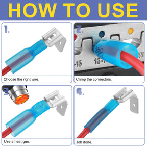 haisstronica 120PCS Yellow Heat Shrink Piggyback Spade Connectors, 12-10 AWG Piggyback Wire Connectors, Quick Disconnect Piggyback Terminals