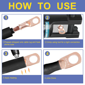 haisstronica 4AWG-3/8 Stud (10pcs) UL Copper Ring Terminals,Heavy Duty Wire Lugs,Battery Cable Ends,Tubular Ring Terminal Connectors,Bare Copper Eyelets