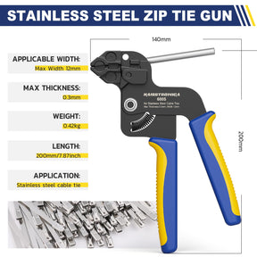 haisstronica Zip Tie Gun for Fastening and Cutting up to Metal Cable Ties,Stainless Steel Cable Tie Tool