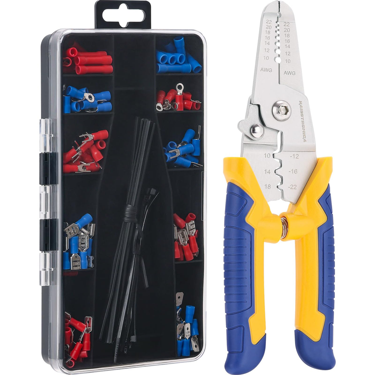 haisstronica 171pcs Wire Stripper Tool Kit-Include Insulated Wire Terminals, for Electrical, Automotive, and DIY Wiring