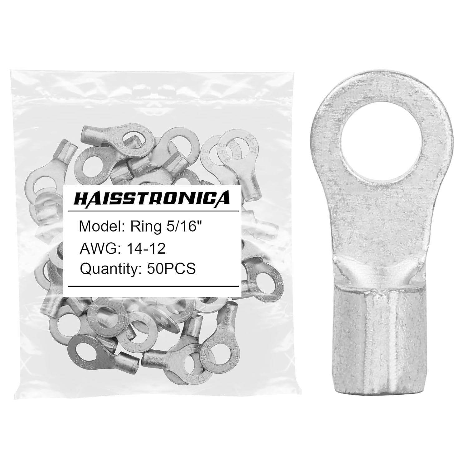 Non-Insulated Copper Wire Connectors 50PCS/100PCS AWG 22-10 #8 #10 1/4" 5/16" 3/8" - Ring Terminals