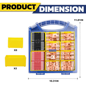 Haisstronica Lot de 10 cosses de câble de batterie 1/4" (M6) AWG, cosses en fil de cuivre robustes avec 10 gaines thermorétractables adhésives 3:1, cosses de fil de calibre 1/4, connecteur de borne de batterie, embouts de câble de batterie