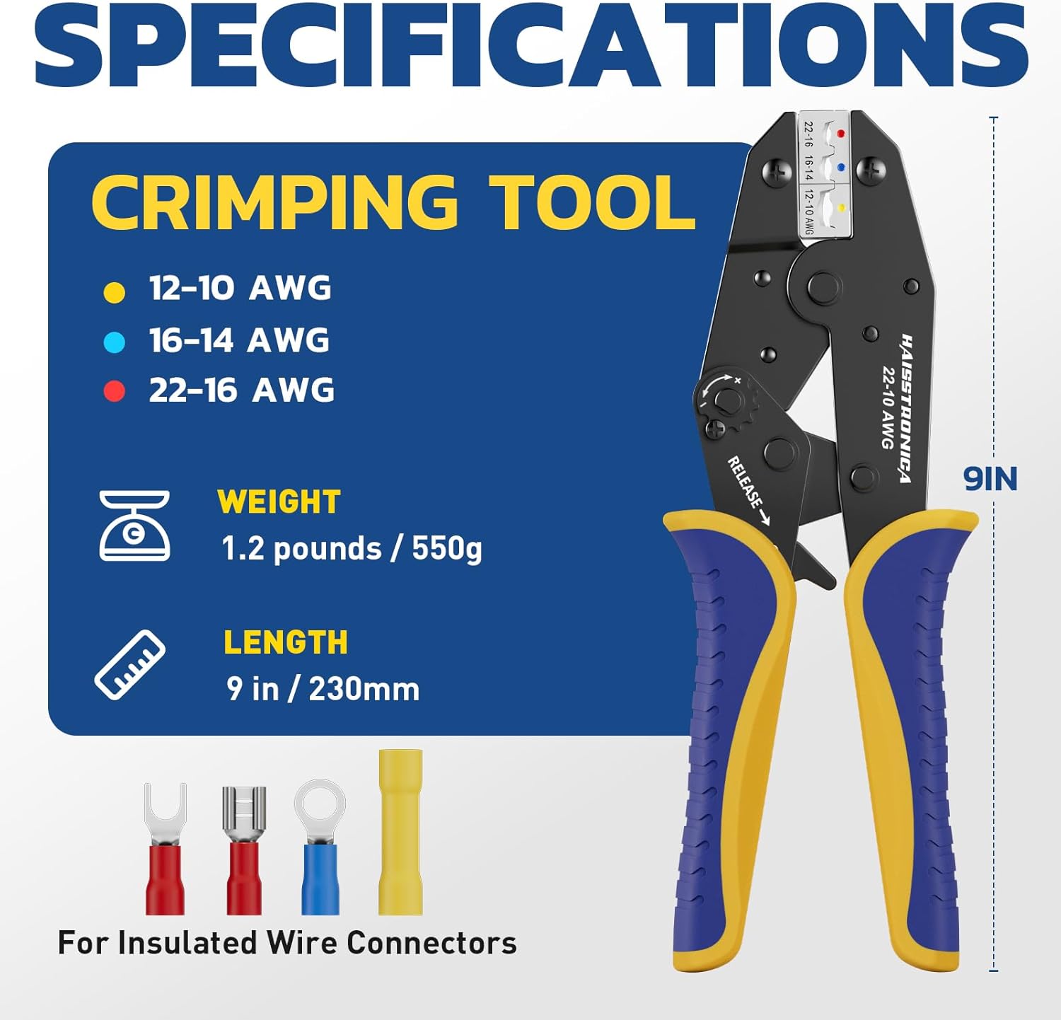 Crimping Tool for Insulated Electrical Wire Connectors-AWG 22-10