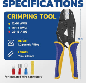 Crimping Tool for Insulated Electrical Wire Connectors-AWG 22-10