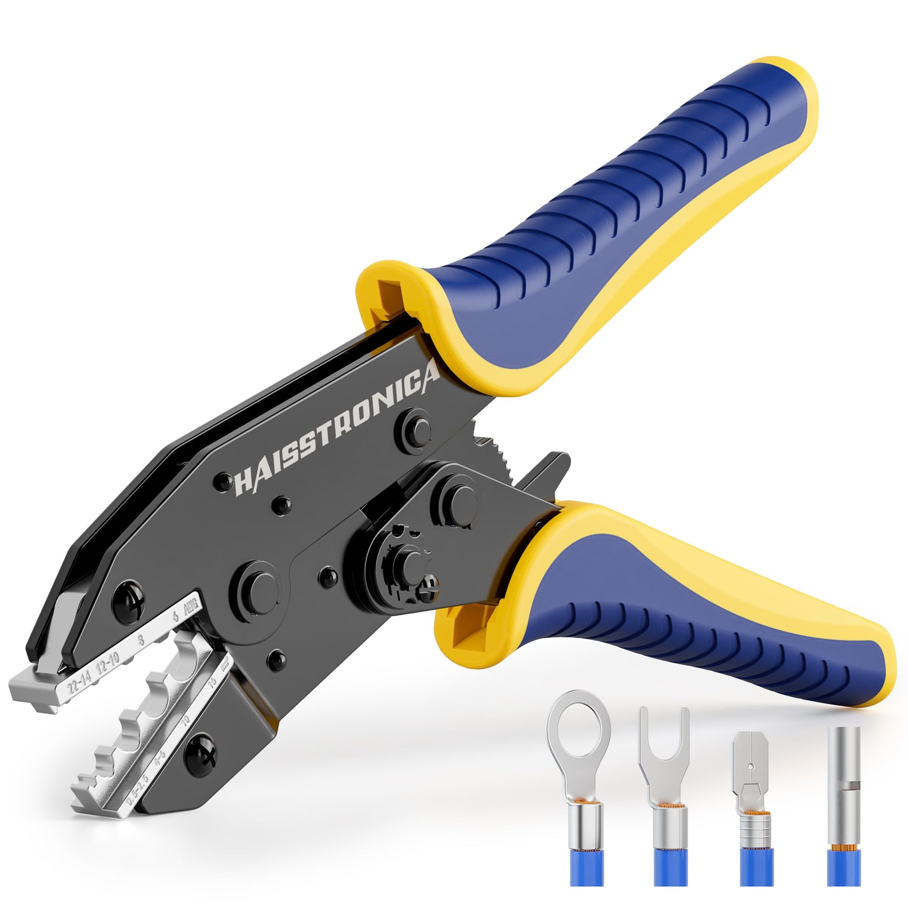 haisstronica Crimping Tool for Non-Insulated Terminal,AWG 22-6 Ratchet Wire Crimper Tool,Wire Terminal Crimper HS-7327