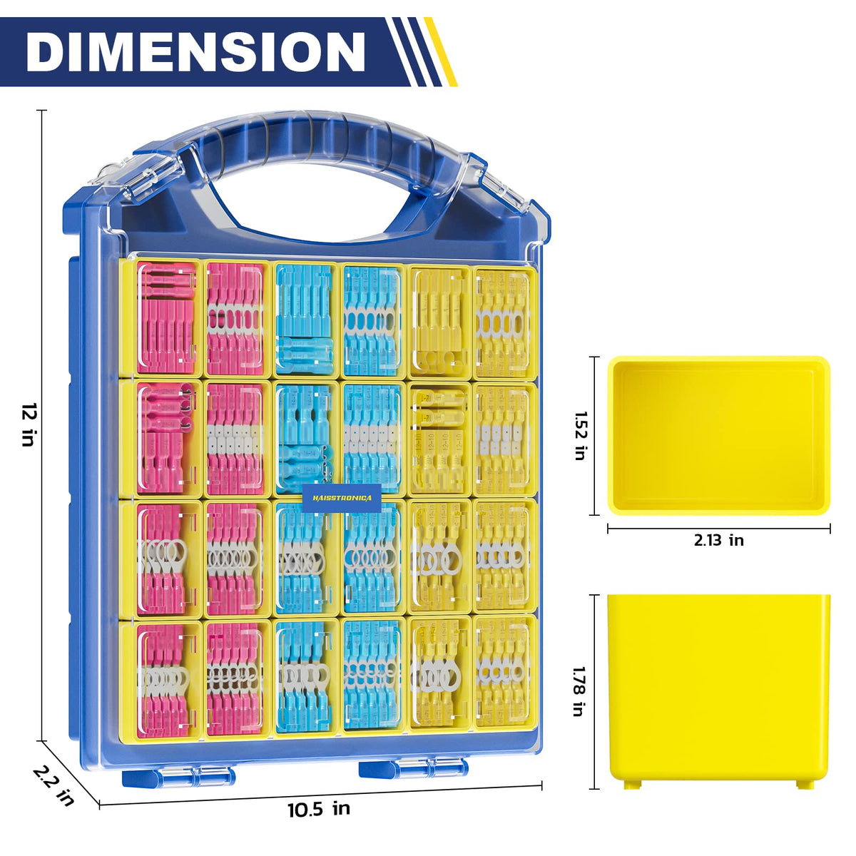 Kit de 620 connecteurs bout à bout thermorétractables de qualité marine Haisstronica, connecteurs de fils électriques en cuivre rouge étamé 22-10 AWG, épissure à fourche et à anneau (3 couleurs/24 tailles)