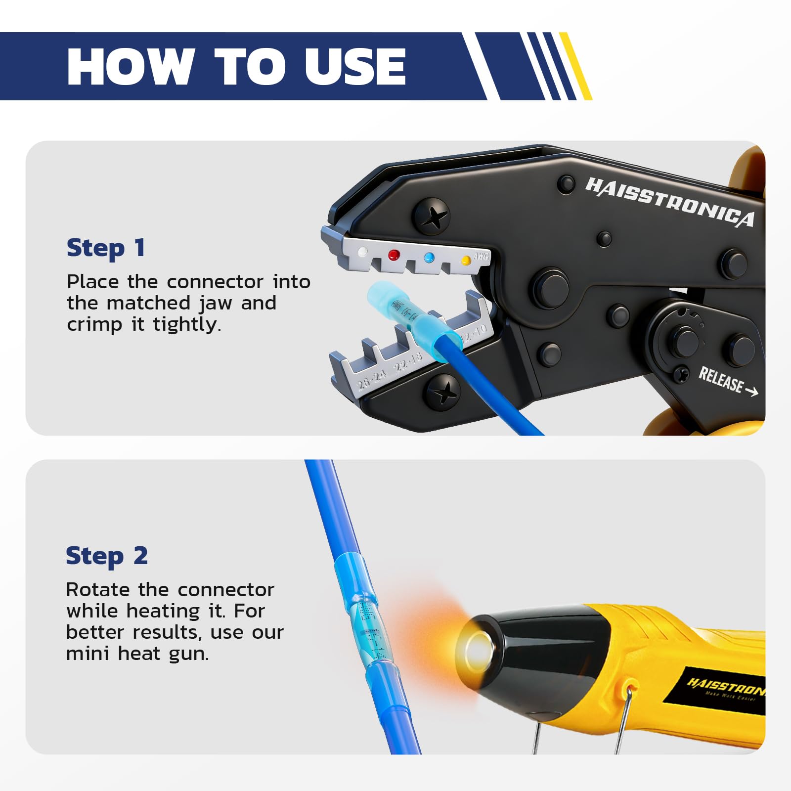 ワイヤーコネクタセット AWG 22-10 330/380個 9インチ圧着工具とオーガナイザー付き