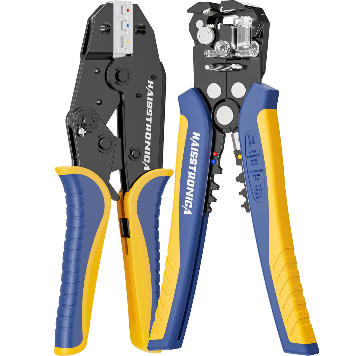 haisstronica Wire Stripper and Crimping Tool,AWG 24-10 Automatic Stripper Tool with AWG 22-10 Ratchet Wire Crimper For Heat Shrink Connectors