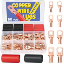 Haisstronica battery terminal wire connectors: 80PCS mixed-size copper lugs for automotive and industrial setups.