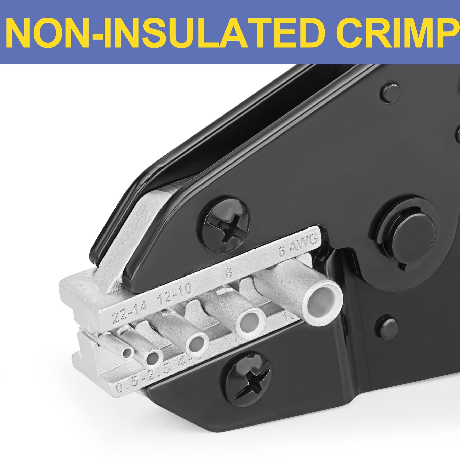 haisstronica Crimping Tool for Non-Insulated Terminal,AWG 22-6 Ratchet Wire Crimper Tool,Wire Terminal Crimper HS-7327