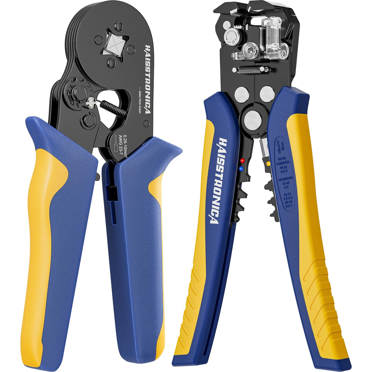 haisstronica Ferrule Crimping Tool Kit, AWG 24-10 Automatic Wire Stripper with AWG 23-7 Wire Crimper For Ferrule Connectors