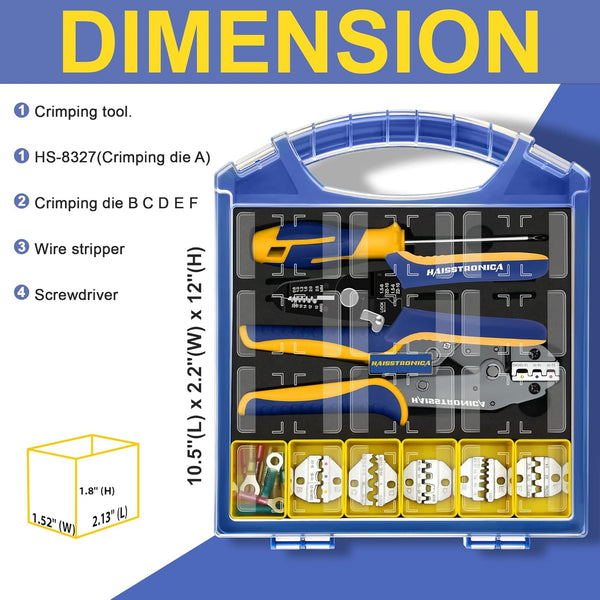 Premium ratchet crimping tool set in carrying case