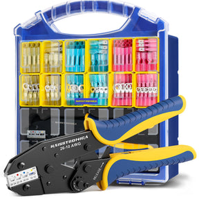 ワイヤーコネクタセット AWG 22-10 330/380個 9インチ圧着工具とオーガナイザー付き