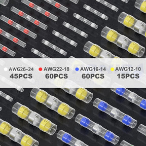 Haisstronica Kit de 180 connecteurs de fils à souder étanches et thermorétractables pour marine, bateaux, électricité, électronique, avions, bateaux, camions, stéréo et joints