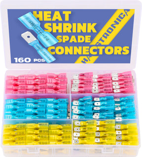 haisstronica 160pcs Heat Shrink Spade Connectors,AWG 22-10 Female and Male Wire Connectors,Quick Disconnect Spade terminals