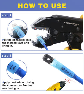 haisstronica 100pcs Yellow Heat Shrink Female Spade Connectors,12-10 Gauge Insulated Electrical Crimp Wire Terminals