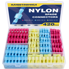 Nylon Spade Connectors Kit AWG 22-10