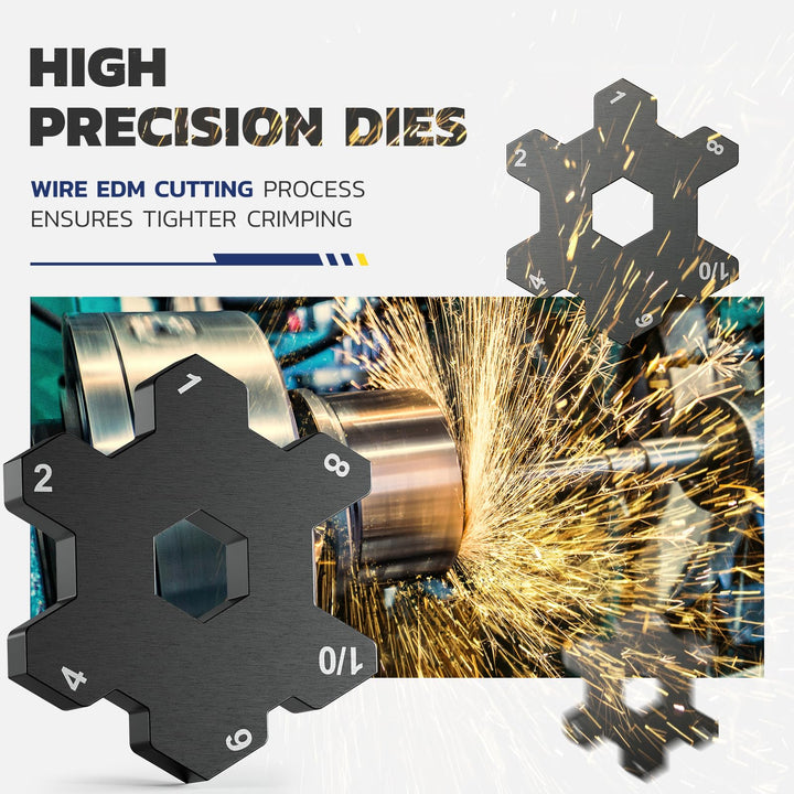 Haisstronica battery terminal crimper with rotating dies for AWG 8 to 1/0 cable lugs