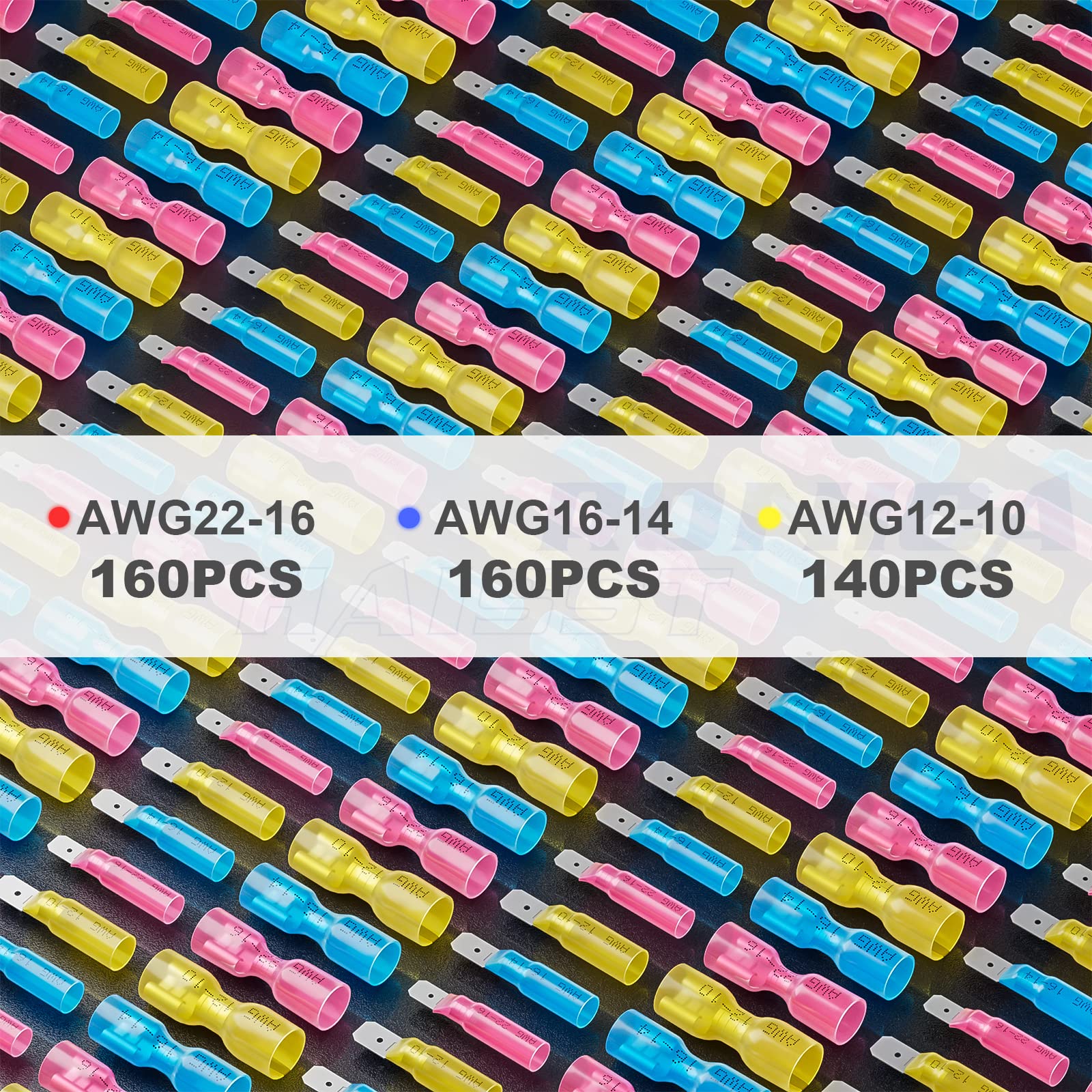 haisstronica 460PCS Heat Shrink Spade Connectors,AWG 22-10 Female and Male Wire Connectors,Quick Disconnect Spade terminlas