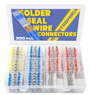 300PCS Solder Seal Wire Connectors-haisstronica Marine Grade Heat Shrink Wire Connectors-Heat Shrink Butt Connectors-Self Solder for Marine,Stereo(30Yellow 70White 100Red 100Blue) Solder Sleeve