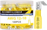 haisstronica 120PCS Yellow Heat Shrink Piggyback Spade Connectors, 12-10 AWG Piggyback Wire Connectors, Quick Disconnect Piggyback Terminals