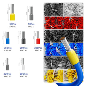 haisstronica Ferrule Crimping Tool Kit Wire Ferrules Crimper with 1200PCS Ferrule AWG 23-10 Wire End Ferrule Terminals