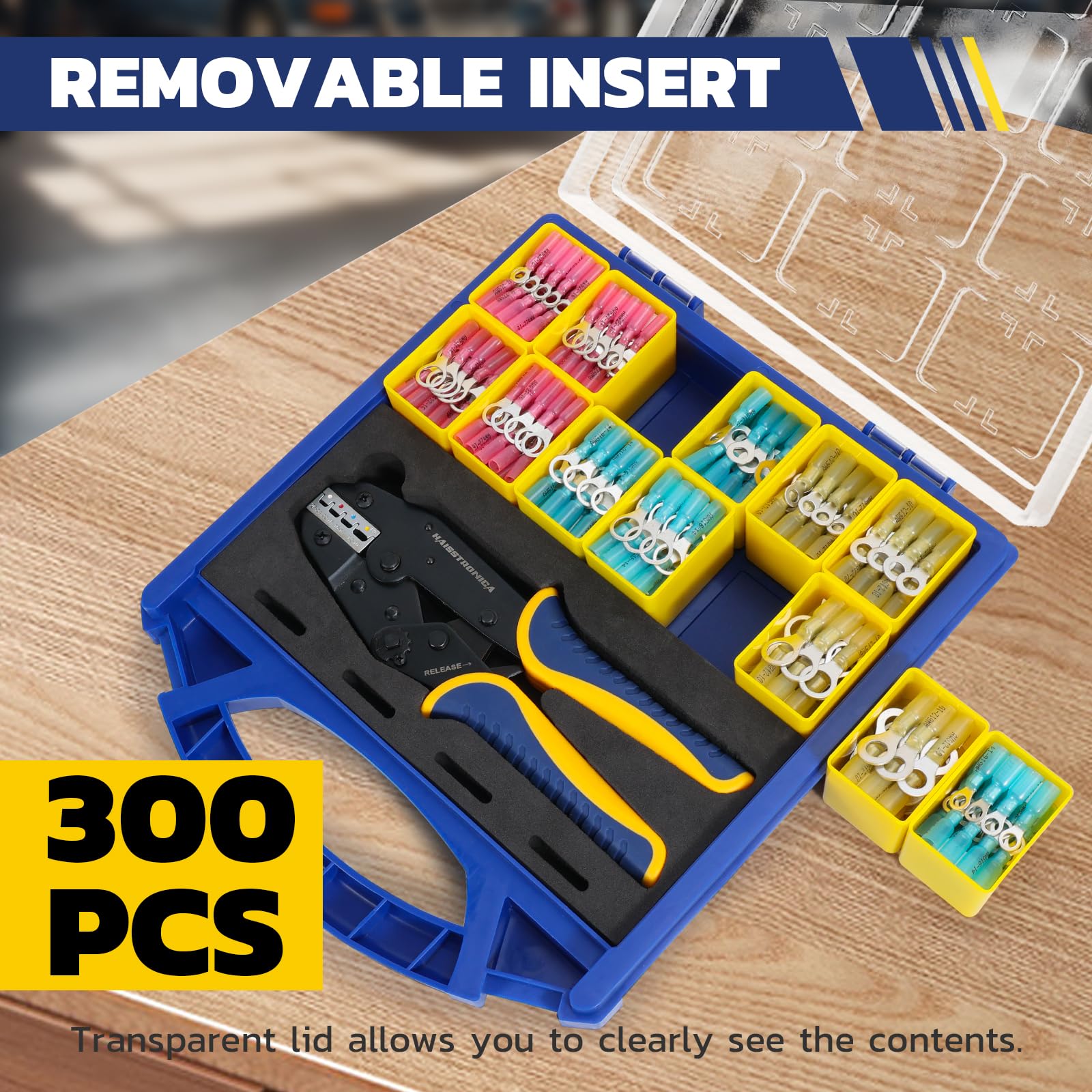 ワイヤーコネクタセット AWG 22-10 330/380個 9インチ圧着工具とオーガナイザー付き